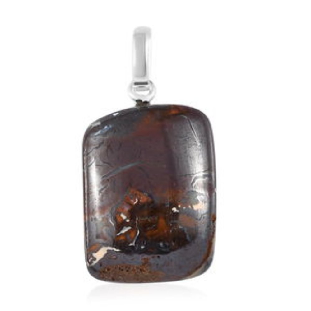 Artisan Crafted Natural Australian Boulder Opal Solitaire Pendant in Sterling Si